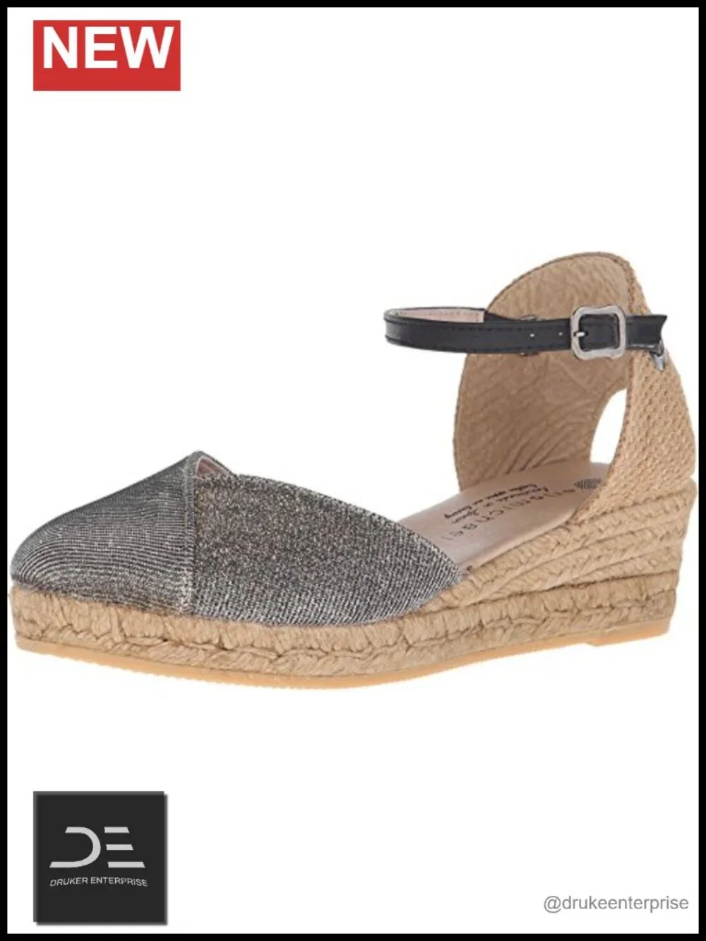 Leather Rubber Wedge Sandals Ankle Strap Padded Insole Summer Party